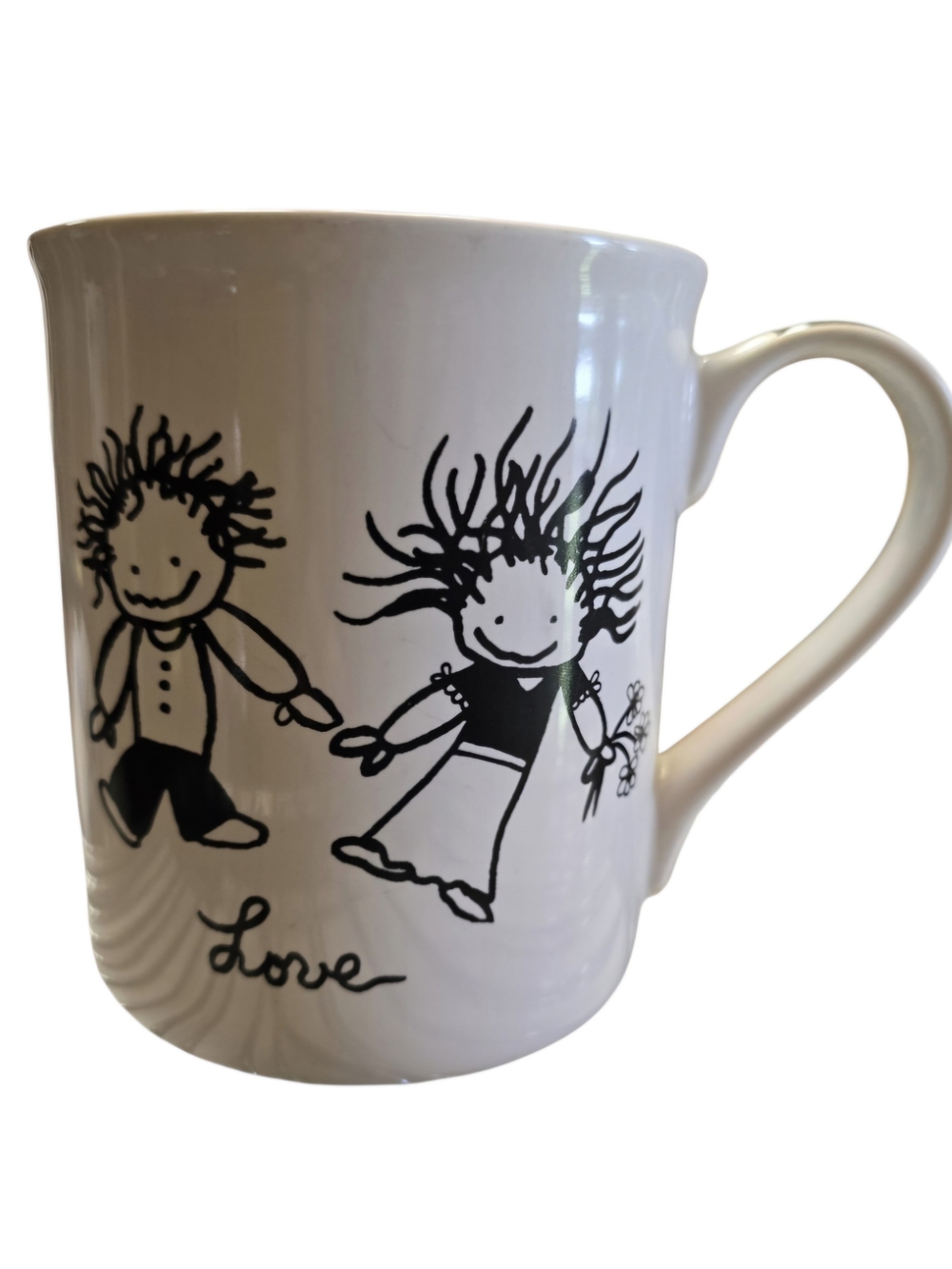 Enesco White Ceramic Mug with Black Love Illustration